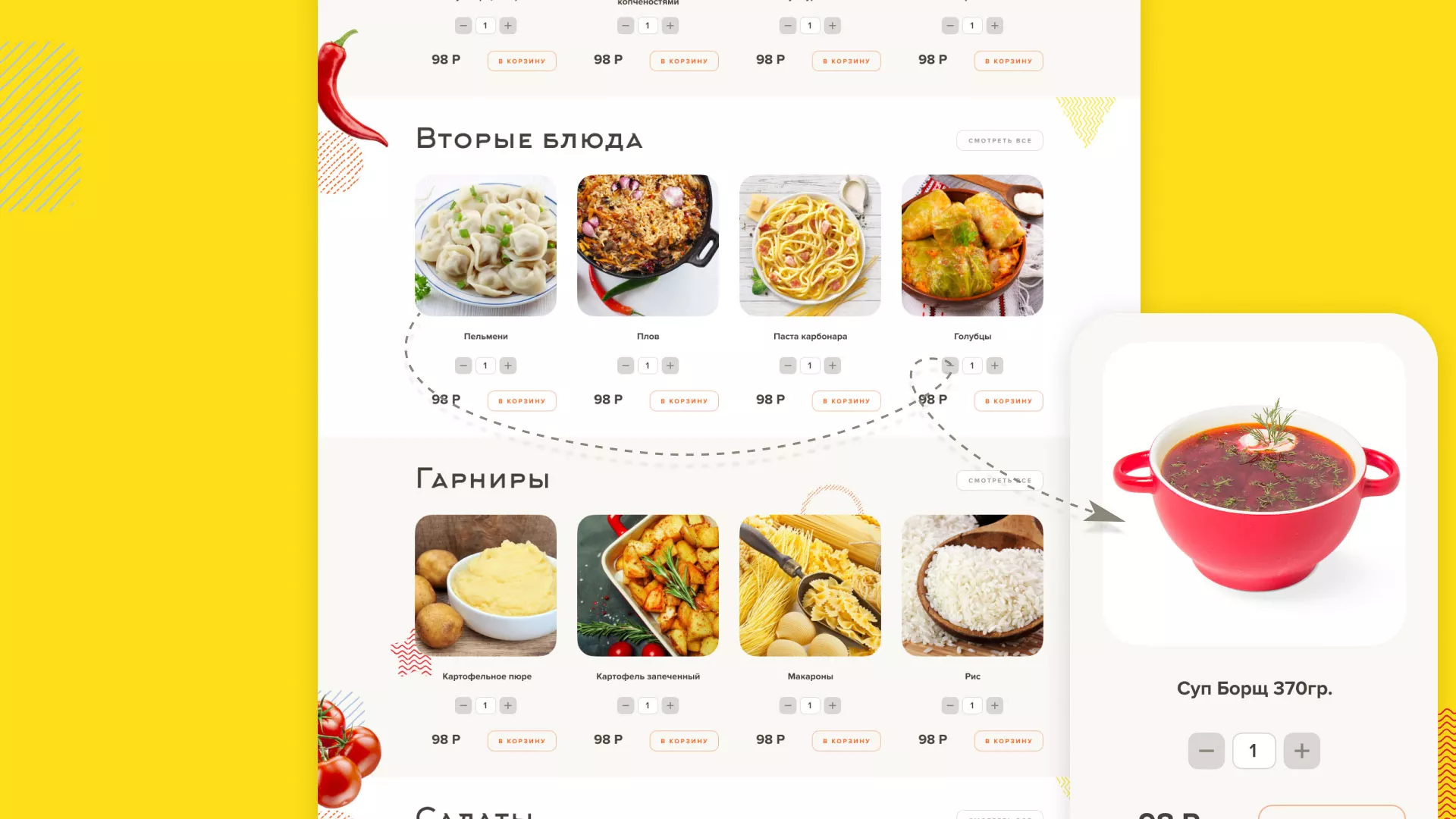 Разработка сайта кафе-столовой «Суп-Мясо-Салат» в Жирновске